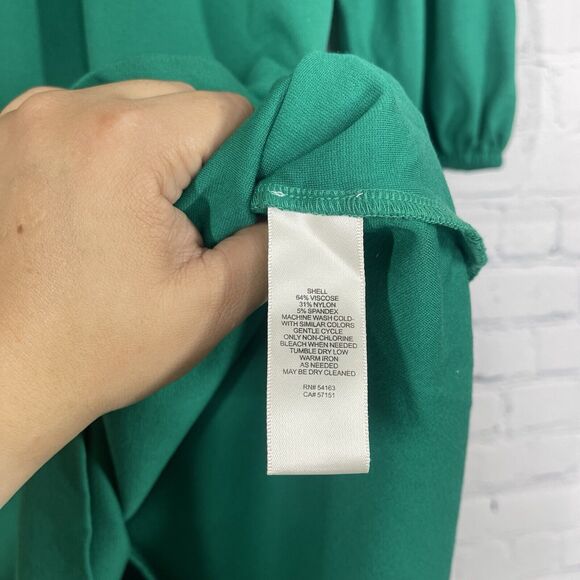 Eliza J Mini Sheath Dress Women's Size 8 Kelly Green Balloon Sleeve Stretch - Picture 7 of 13